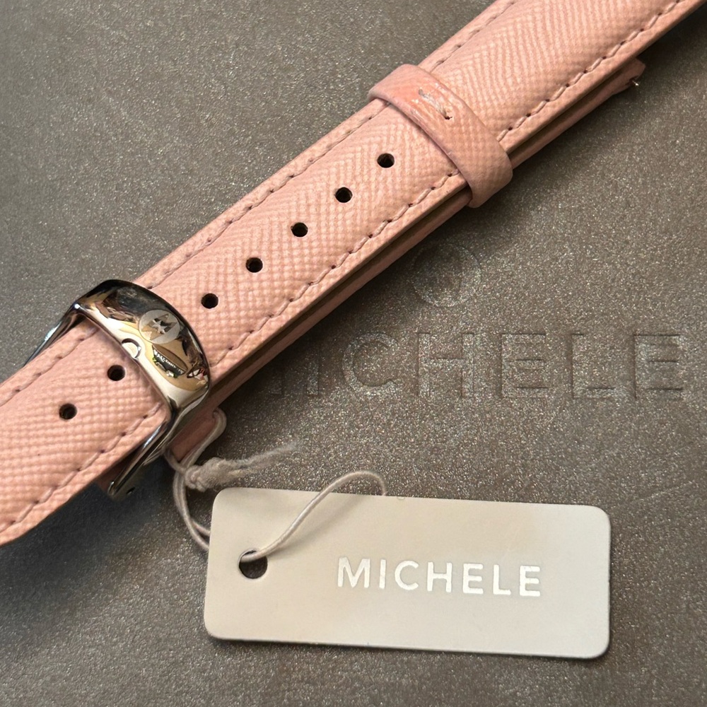 NWT Michele Pink Leather Watch Strap 16 - Picture 3 of 4